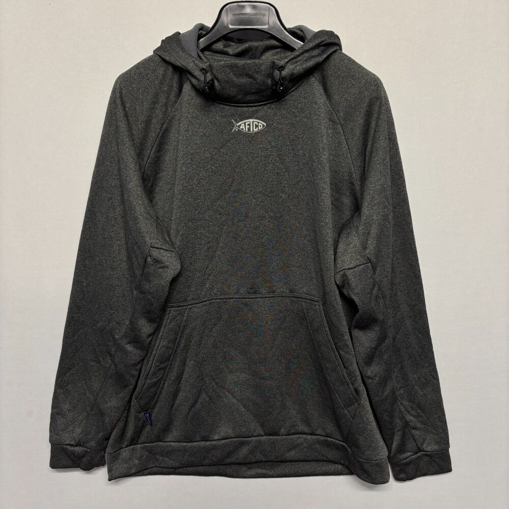 AFTCO Men Fishing Reaper Fleece Hoodie Size Large Gray D131 -14